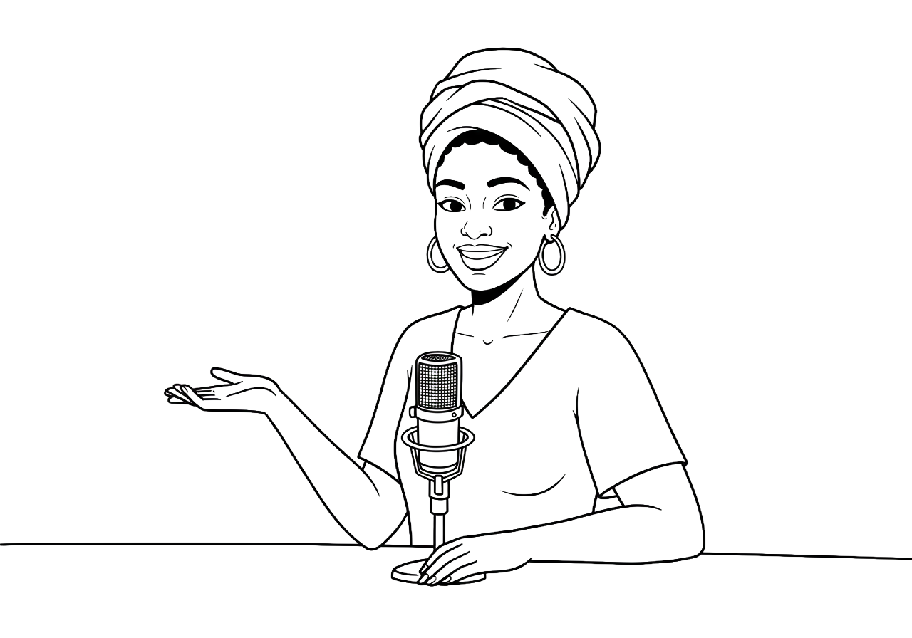 Voice artist at microphone